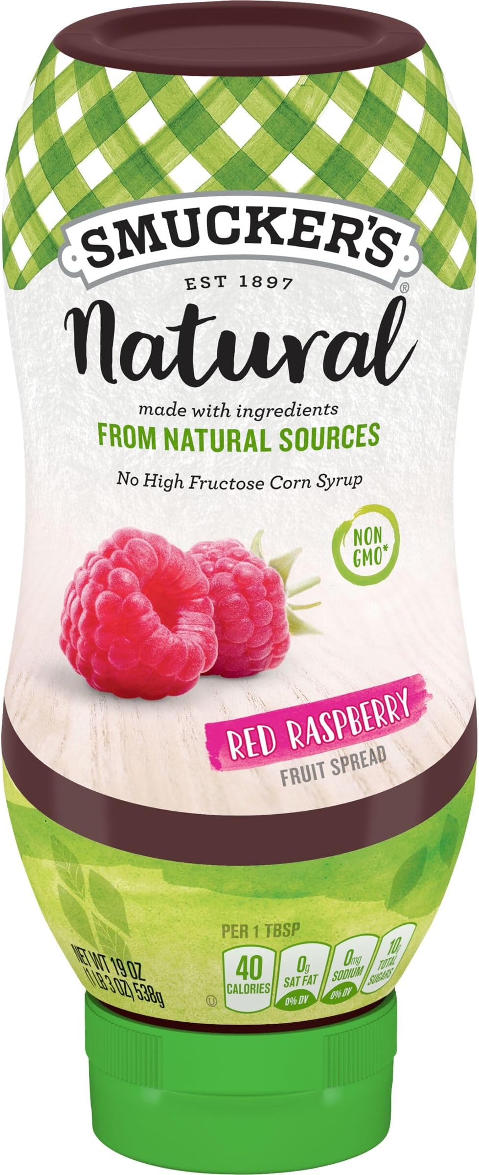 Smucker's Natural Red Raspberry Squeezable Fruit Spread, 19 Ounces (Pack of 12)