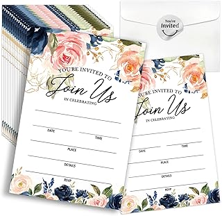Watercolor Flower Wedding Shaped Fill-In Invitations card 15 Sheets with...