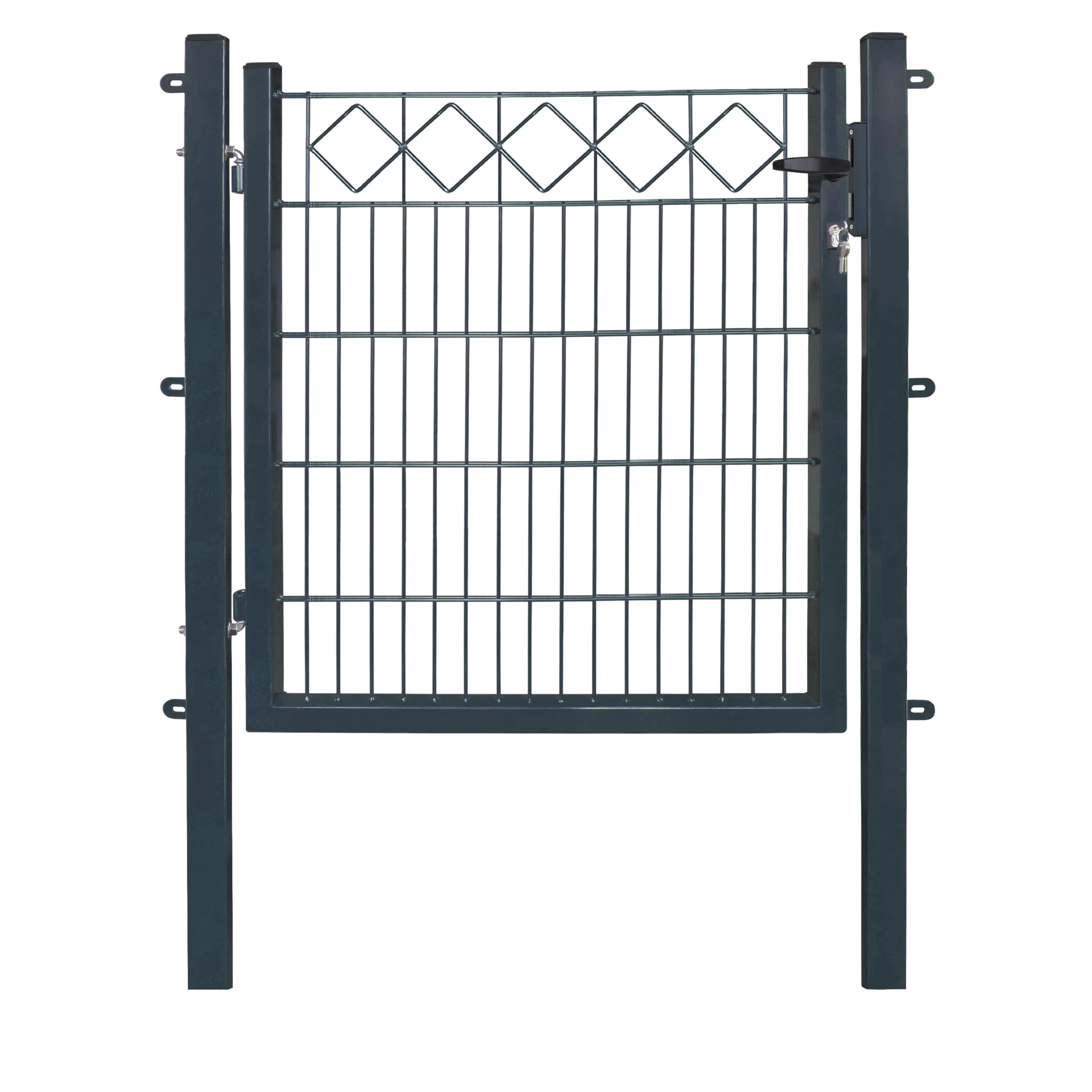 Dekor Gartentore EXCLUSIVE in den Ausführungen Karo & Ring für Stabmattenzäune - Drahtstärke: 6/5/6 mm - mit Zierornamenten (KARO, Anthrazit, B 100 x H 100 cm)