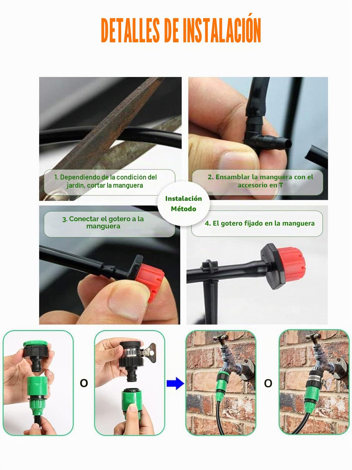 Kaloalry 82 ft Sistema de Riego de Jardín, Kit de riego por goteo Automático DIY para Irrigación Riego Sistema de Riego para Jardín/Invernadero/Césped/Maceta