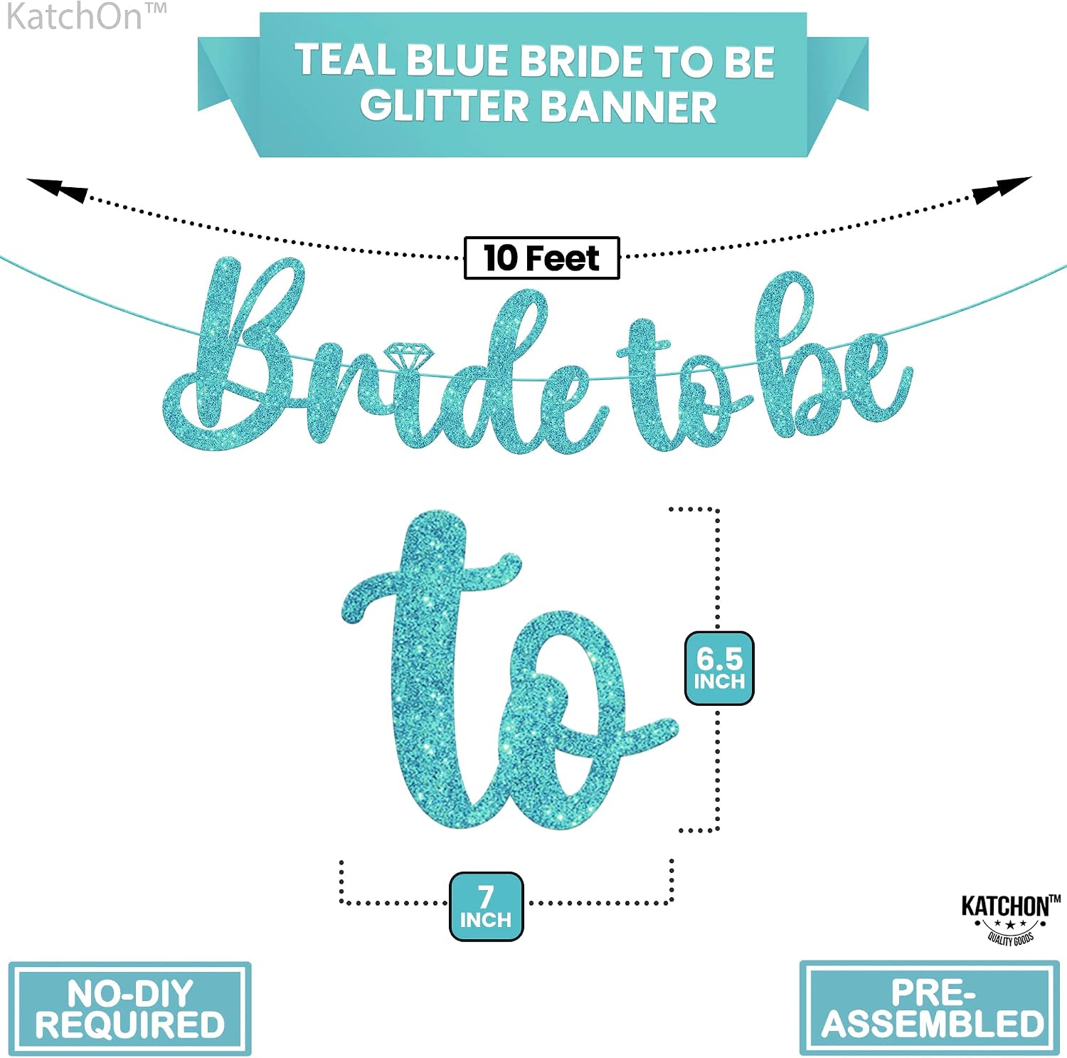 KatchOn, Blue Glitter Bride To Be Banner - 10 Feet, No DIY | Blue Bride To Be Sign For Bachelorette Party Decorations