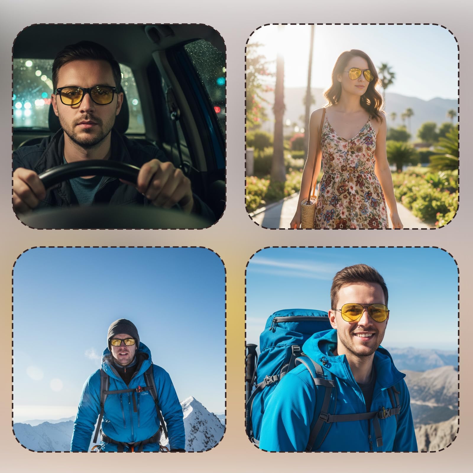 Nachtsichtbrille, Nachtfahrbrille Damen Und Herren, 3er Set Mit Dünnen Und Dicken Fassungen, Gelbe Gläser Für Bessere Nachtsicht, Ideal Für Autofahrer Und Outdoor-Aktivitäten