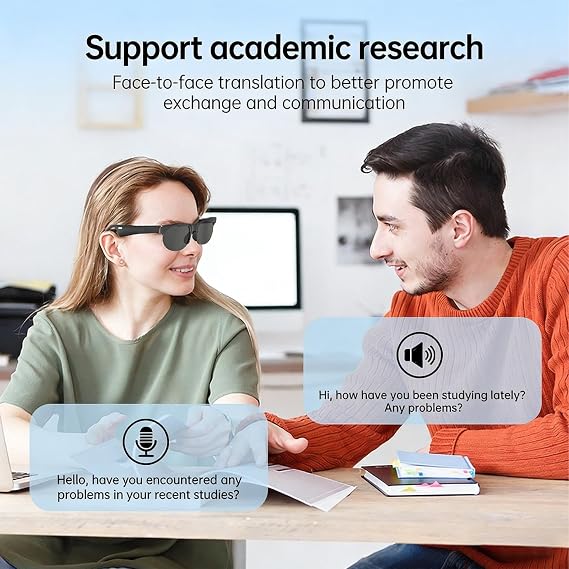 Ai Smart Glasses - Support 40+ Languages | Multi-Functional Translator Glasses - for Women Travel Business Education Communication Learning Conference