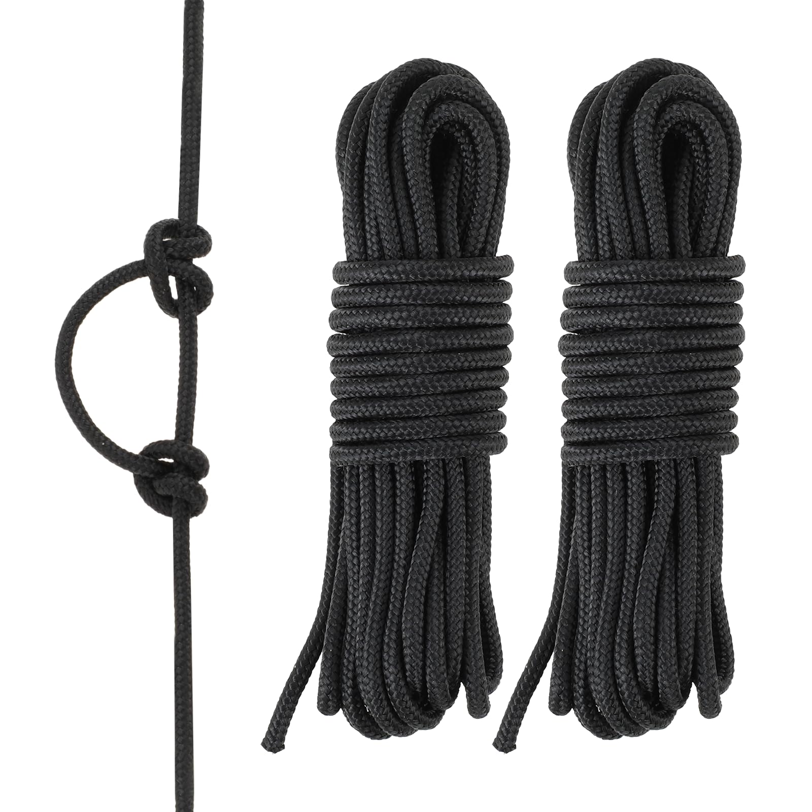 Prasacco2 Packs D Loop String for Compound Bow, 10 Feet/3 Meter D Loop Rope Buckle Archery D Loop Rope Archery Bowstring Serving Thread D Loop Rope Bowstring Serving Thread Release (Black)