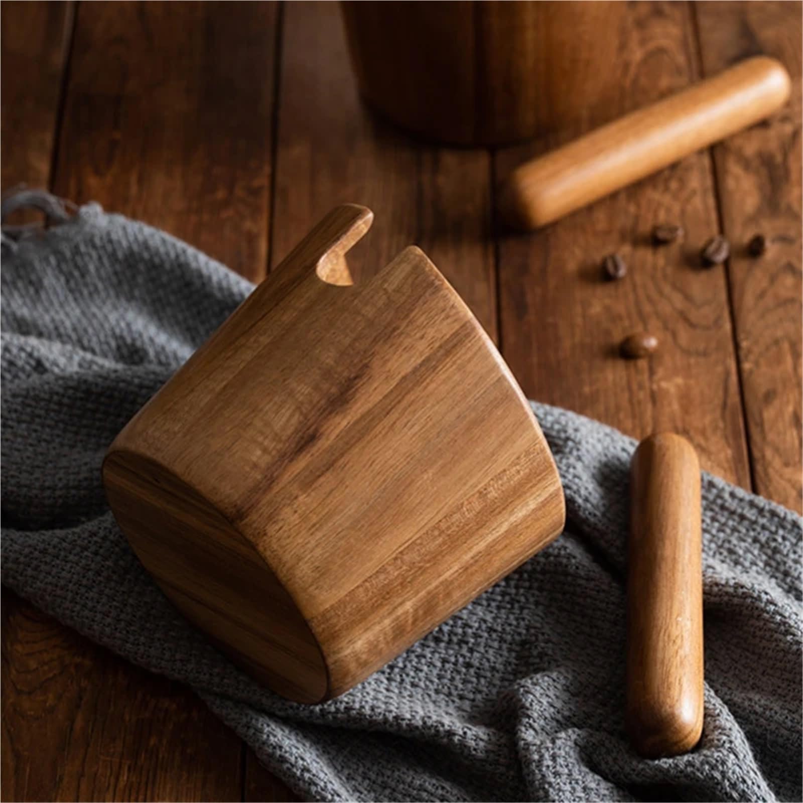2 Stück Abklopfbehälter for Kaffeesatz, Abklopfbox aus Massivholz, Kaffeezubehör, Barista-Werkzeuge für Kaffeesatz
