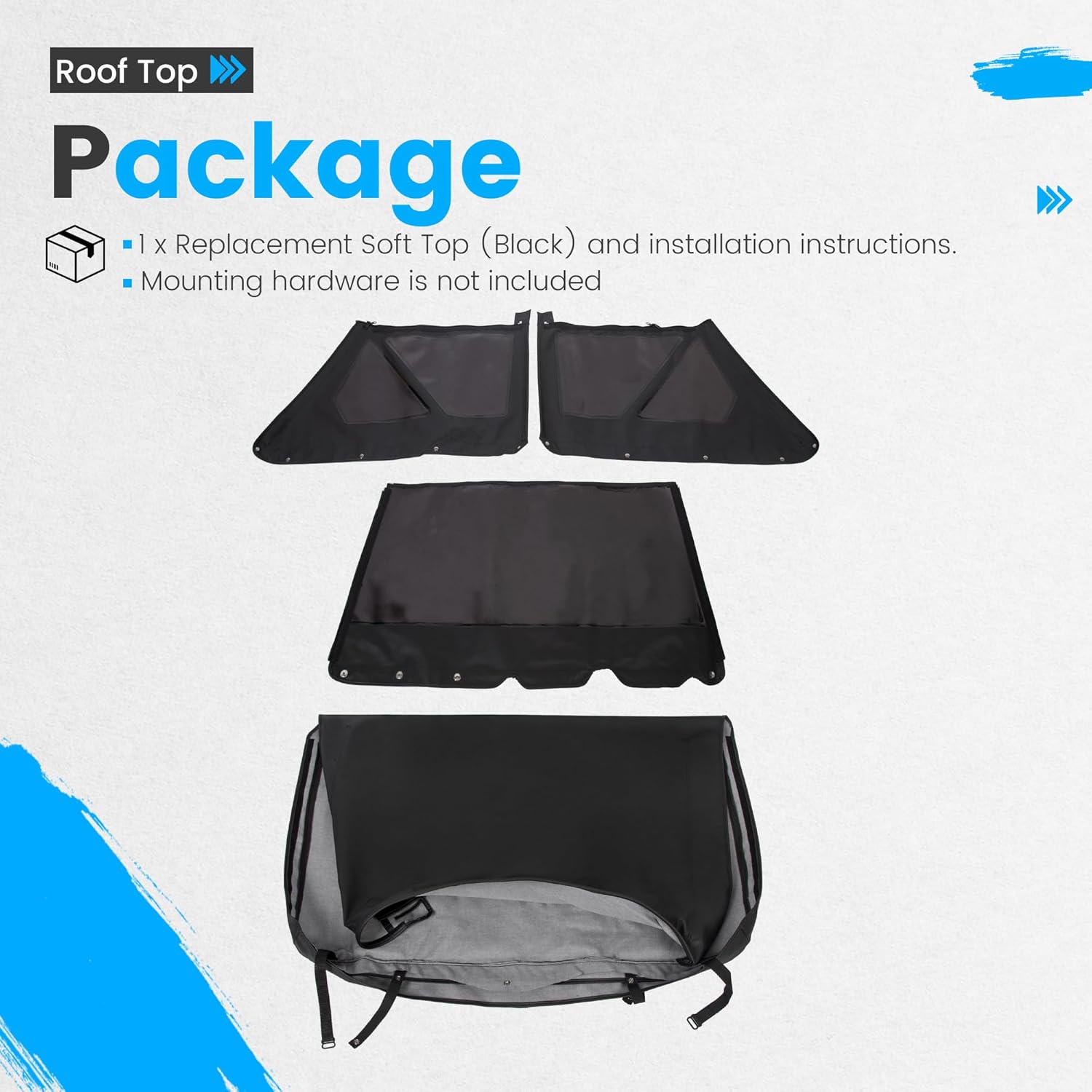 ALMULOO Replacement Soft Top Compatible with 1986-1994 Suzuki Samurai w/Tinted Zip Out Windows Sailcloth Vinyl Black