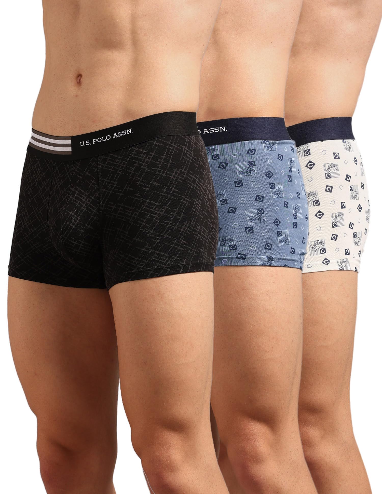 Men's OET20 Printed Low Rise Underwear Trunks - Pack of 3-image-30