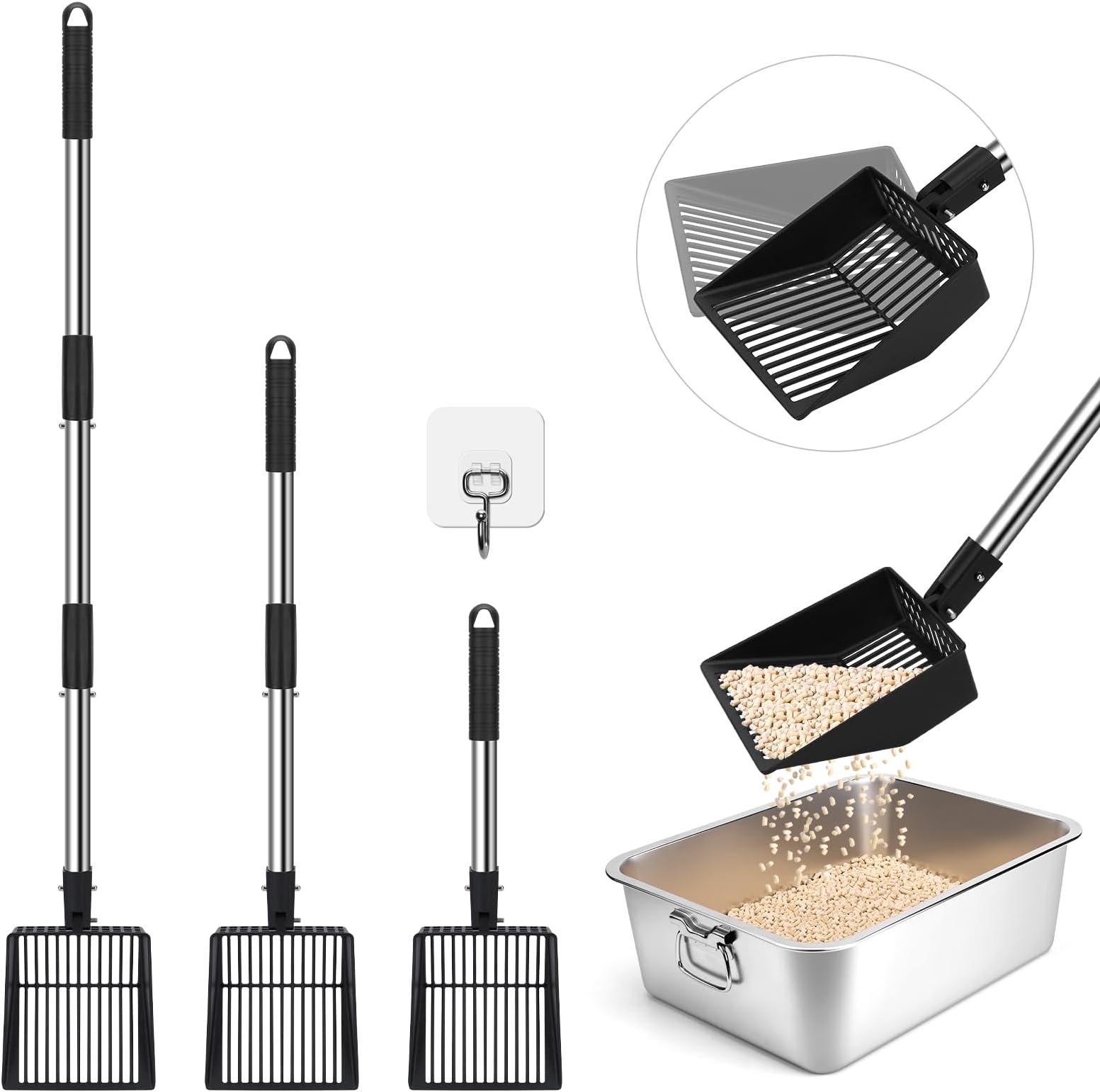 MYPIN Cat Litter Scoop, 33104cm Adjustable Cat Litter Scooper, Long