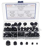 HVAZI 6 Sizes Metric M3 M4 M5 M6 M8 M10 Black Nylon Acorn Hex Cap Nuts Assortment Kit
