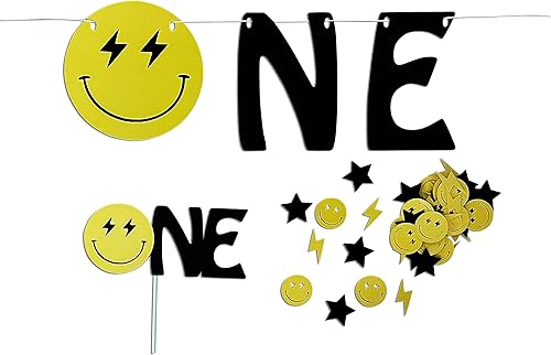 Vista 5 de One Happy Dude Birthday Decorations (One Happy Dude Cake Topper, Highchair Banner + Confetti Bundle) one happy dude 1st birthday decorations