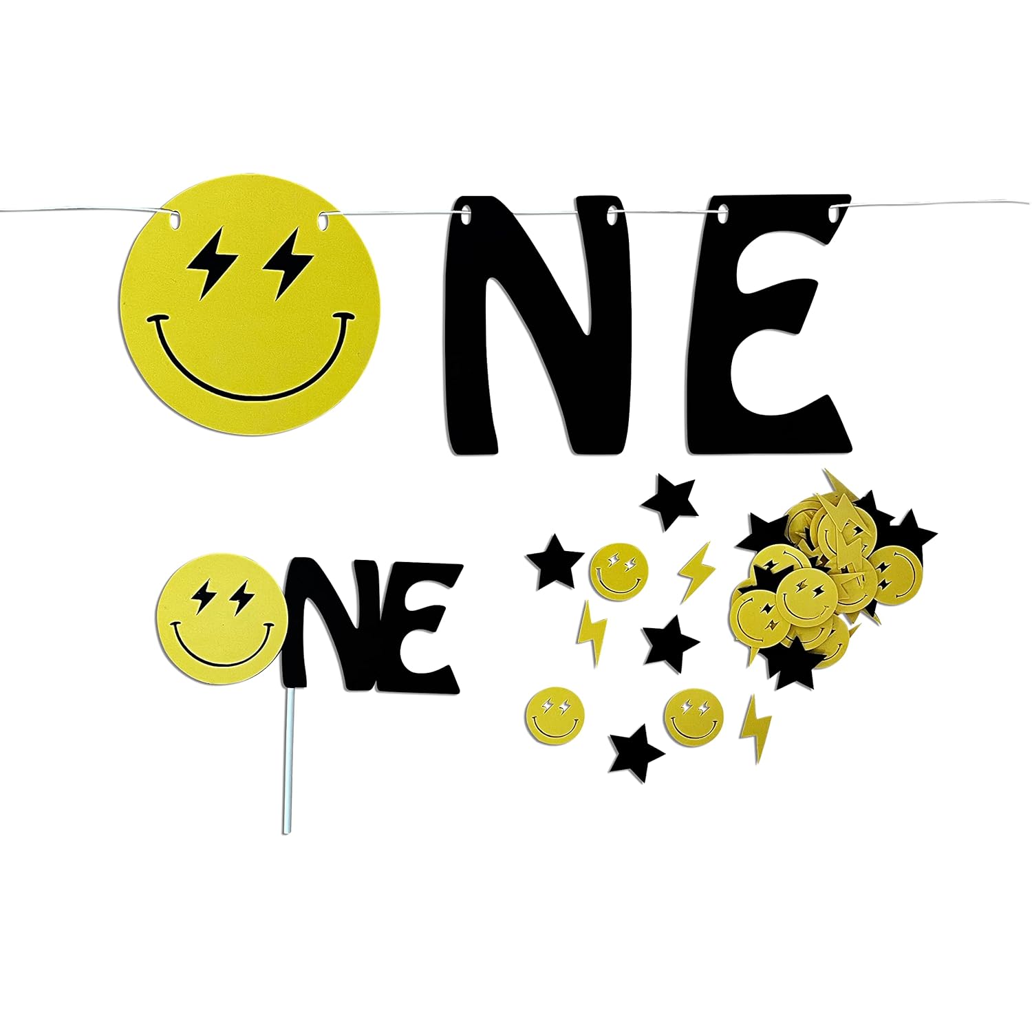 One Happy Dude Birthday Decorations (One Happy Dude Cake Topper, Highchair Banner + Confetti Bundle) one happy dude 1st birthday decorations : Handmade Products