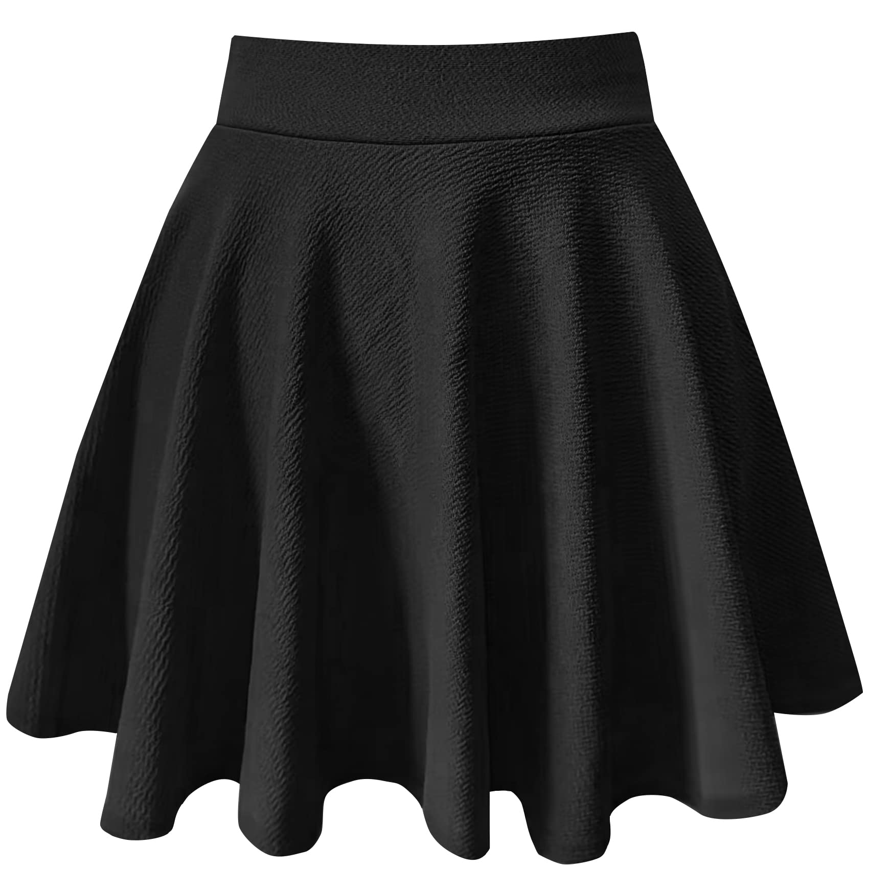 PUKAVTWomen's Basic Casual Skirts A-Line Mini Flared Stretchy Skater Party Skirt