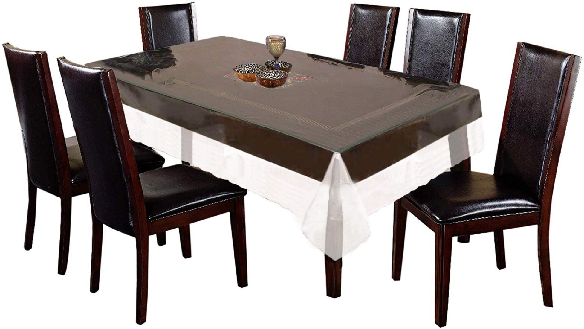Kuber Industries Transparent PVC 6 Seater Dining Table Cover 60"X90"(Transparent) CTKTC33810, Rectangular