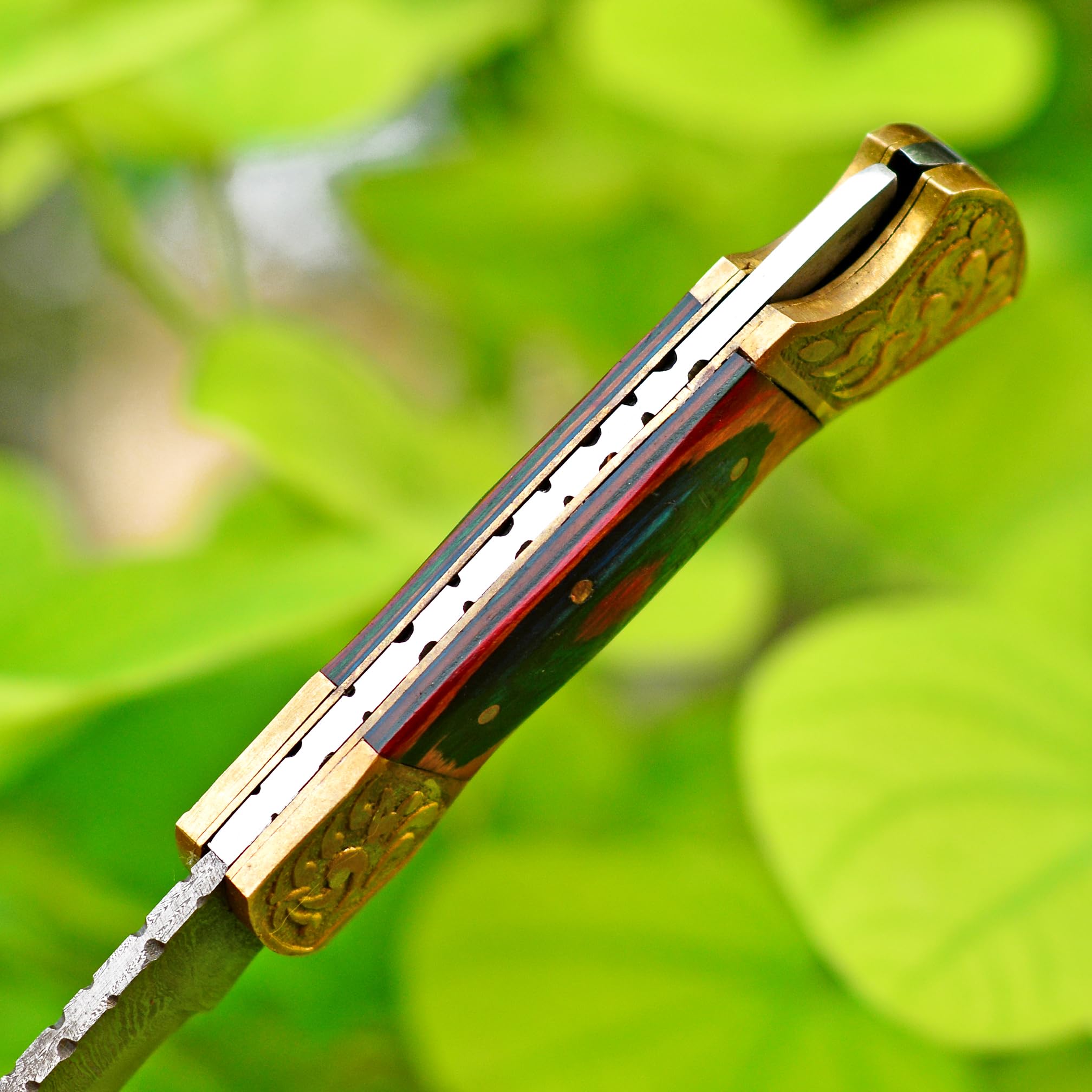 PAL 2000 KNIVES Coltello tascabile pieghevole in acciaio Damasco fatto a mano personalizzato con fodero 3151