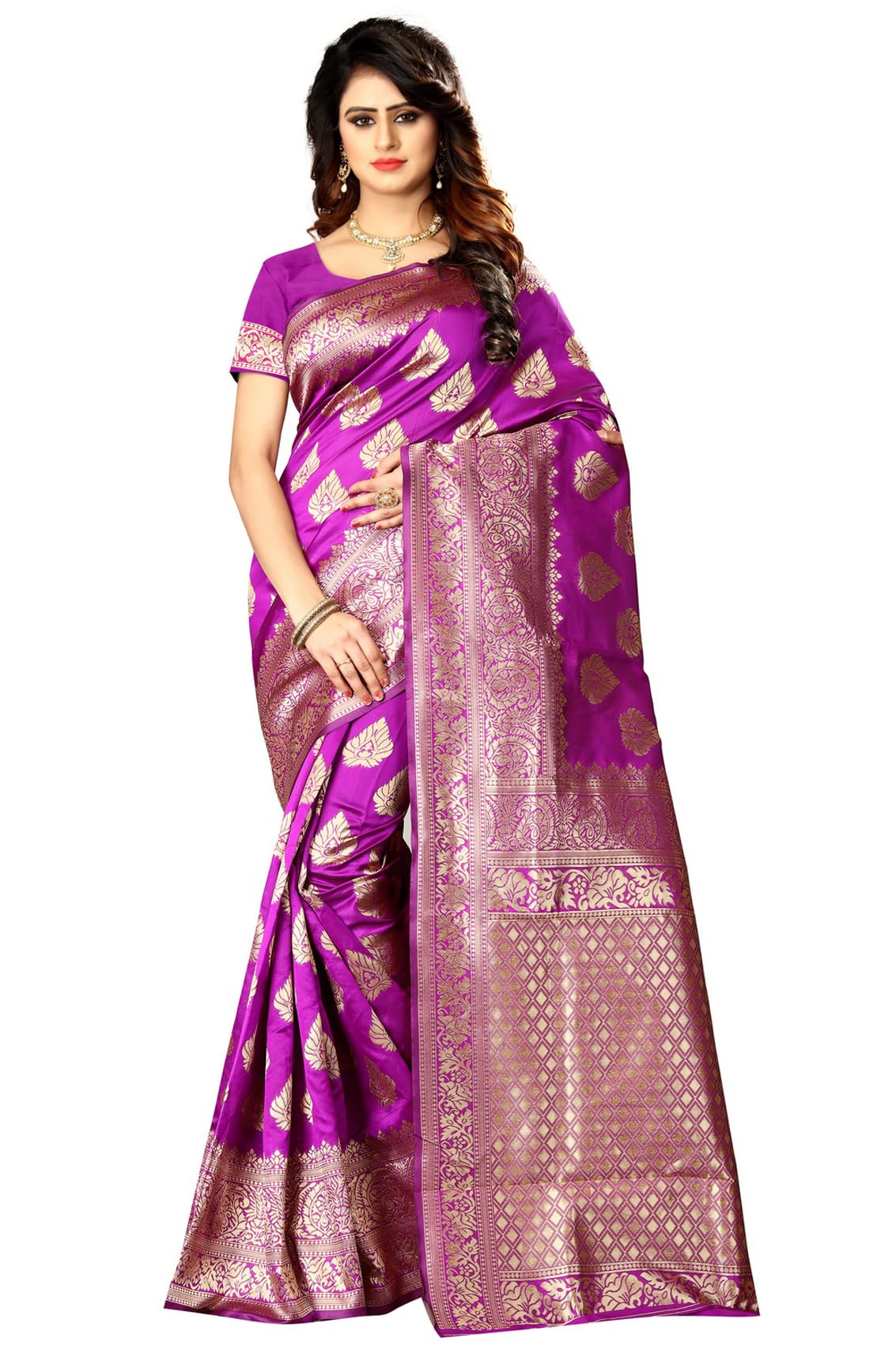 Sugathari Women's Banarasi Saree Pure Kanjivaram Silk Saree Soft new ladies 2023 Design Wear Pattu Sarees Latest Cotton Party Sari collections With Blouse Piece for Wedding sadi (SAM PARI-24)