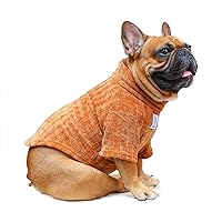 Vista 9 de iChoue Suéter de cuello redondo para perro con bloques de color, ropa cálida de invierno para bulldog francés, pug Boston Terrier, color negro y Gris