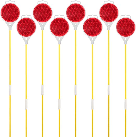 Orange Reflective Driveway Markers,Snow Plow Markers,Plow Markers,51 Inch Yellow Fiberglass Pole Double Sided Reflector for Driveway (8-Pack)