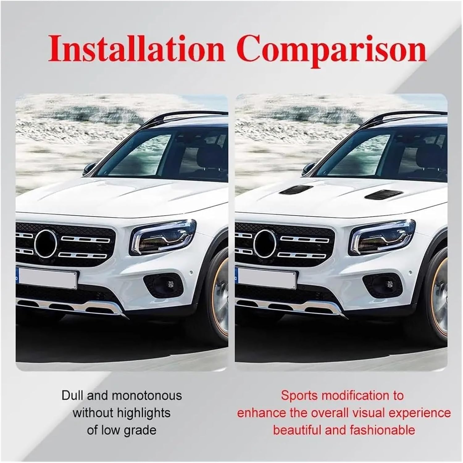 Universal Car Hood Vents Air Intake Trim Cover Compatible For Engine Scoop Bonnet Vent Exterior Decor Accessory Compatible For SUV, Truck Modification(Carbon fiber)