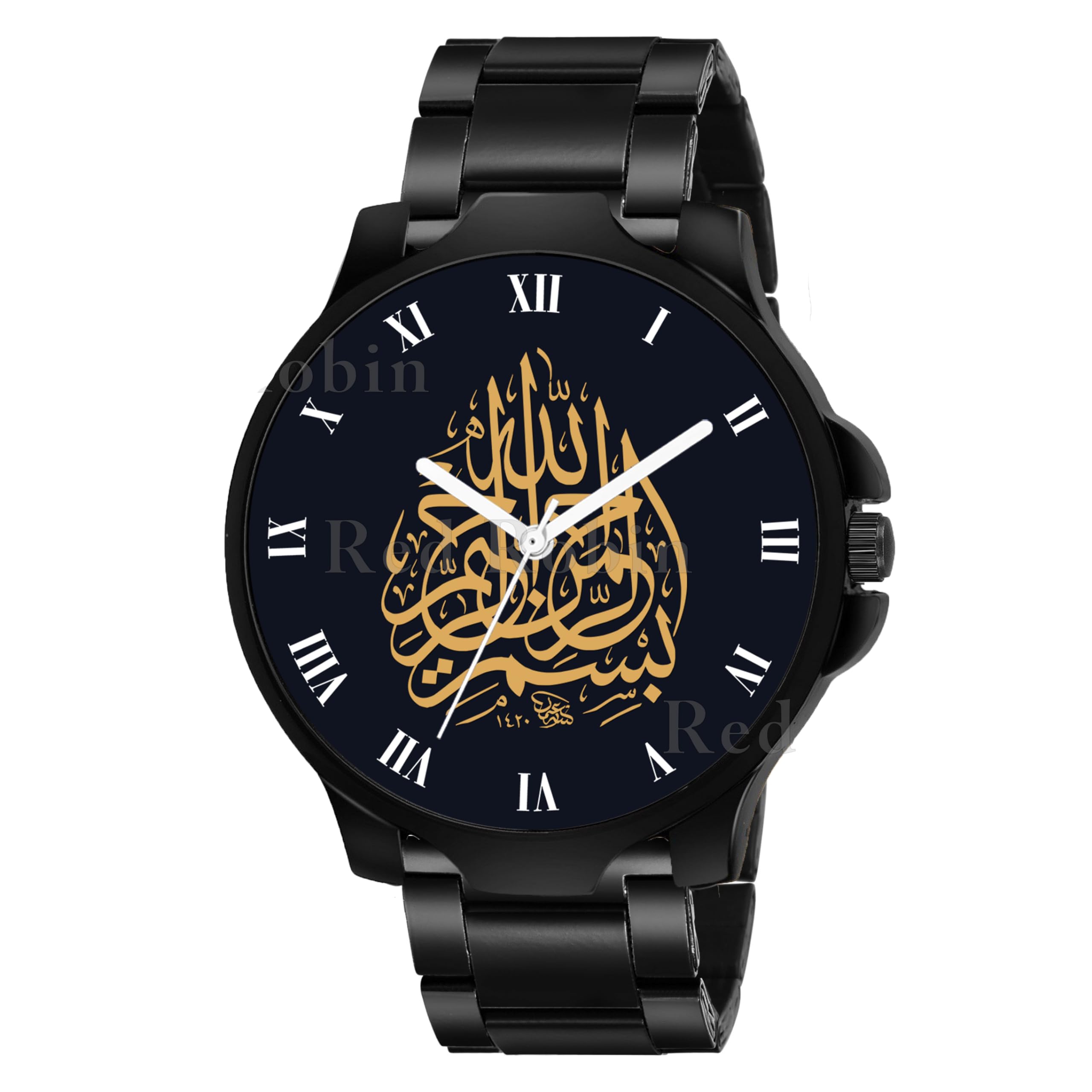 Talgo Analogue Bismillah Design Round Dial Latest Fashion Attractive Silicone Black Strap Stylish Wrist Watch for Muslim Men and Boys, Pack of 1 - IW002-ROM-3K-BLK-CDBLK (B0D235NCL3) Amazon Price History, Amazon Price Tracker