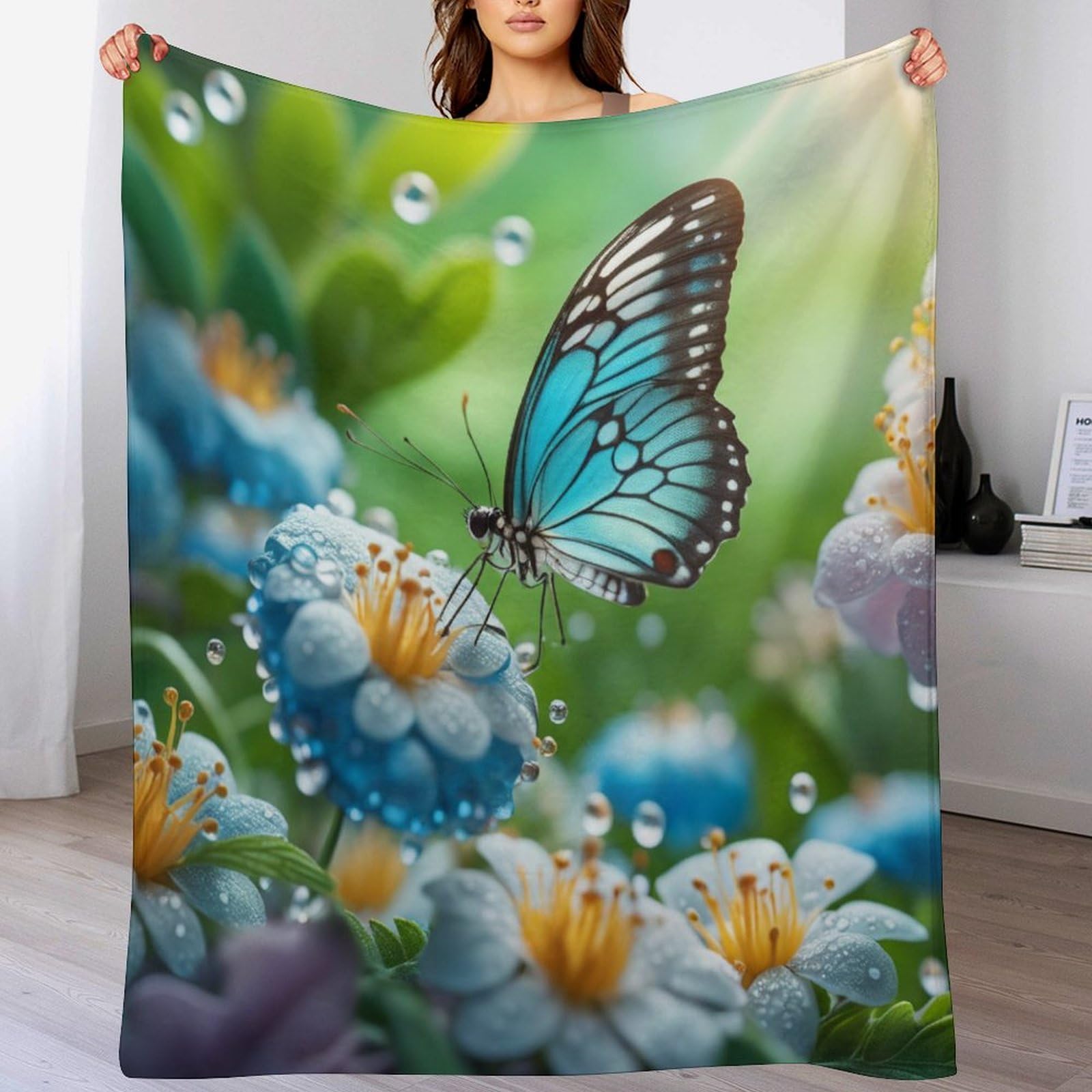 Couverture plaid papillon chaude en flannel idéale pour vos soirées sur le canapé