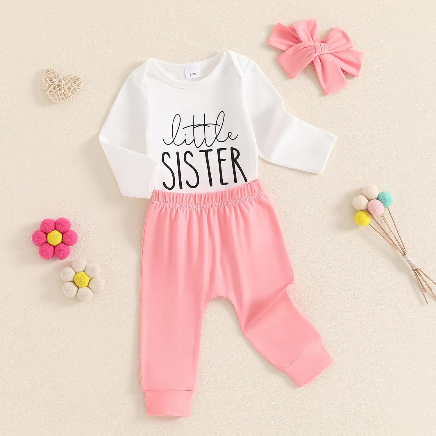 Big Sister Little Sister Matching Outfits | 2-Piece Toddler Girl Set | Long Sleeve Top + Sleeveless Overalls Dress