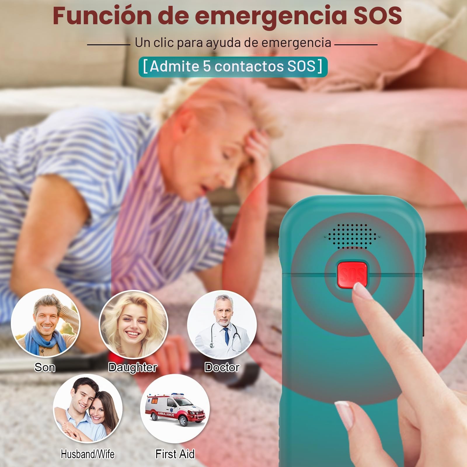 USHINING 4G Teléfono Móvil para Personas Mayores, Teléfono Móvil 4G con Teclas Grandes SOS Botón Linterna USB-C Despertador Marcación Rápida Base de Carga Batería de 1800 mAh, Fácil de Usar, Verde