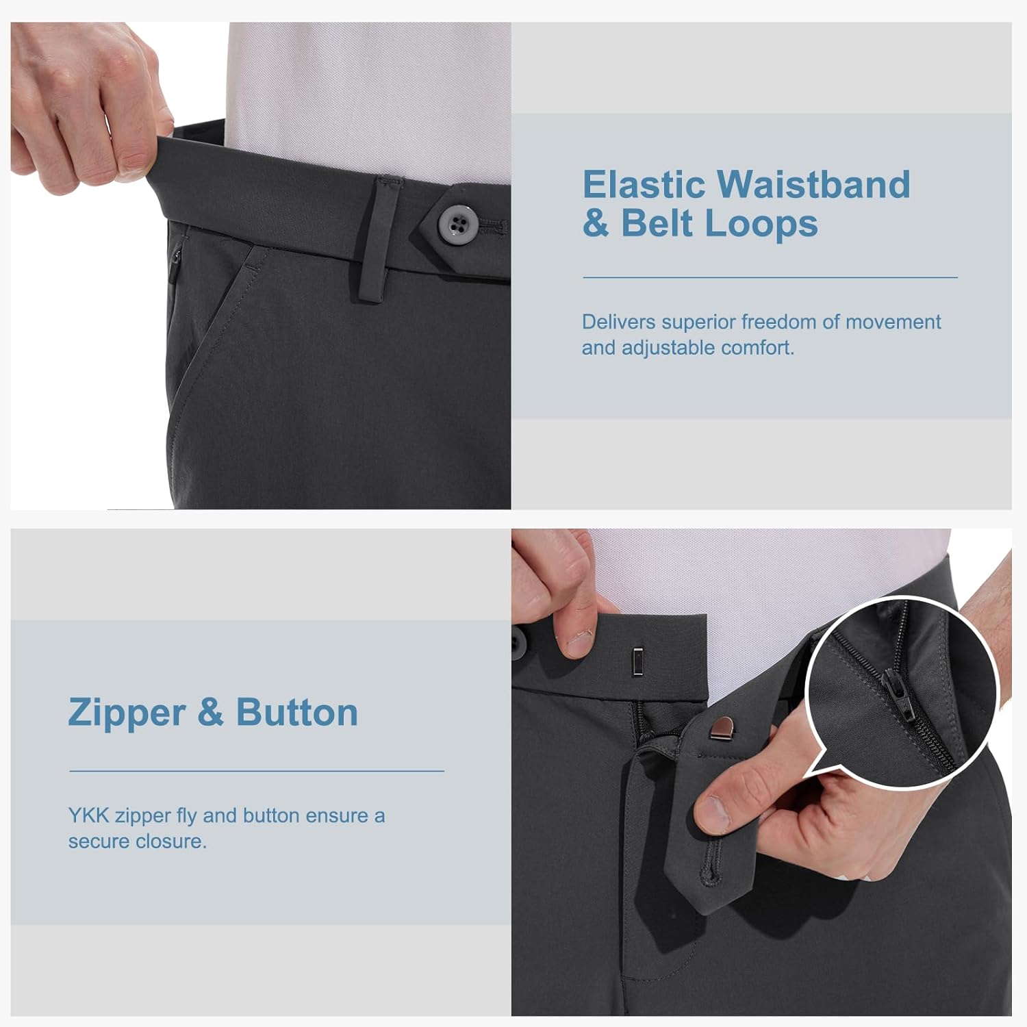 Men's Golf Pants Stretch Dress Pants 30"/32"/34" Comfy Lightweight Casual Trousers Quick Dry Travel Pants with Pockets - Image 4