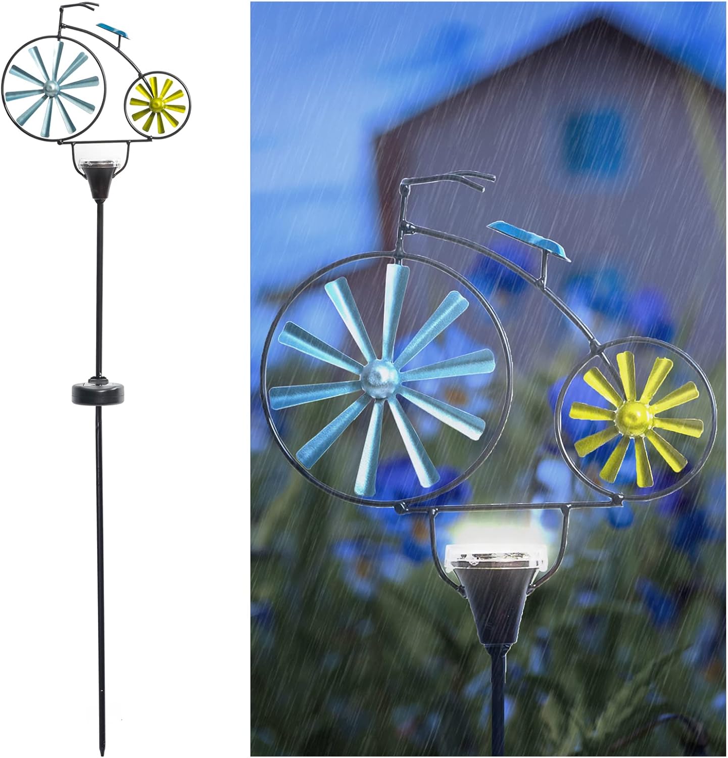 Crosslight Bicycle Solar LED Waterproof Outdoor Garden Stake - Decorative Electronic Light Garden Decor for Yard, Lawn, Patio, Deck, Pathway, Pond, Backyard