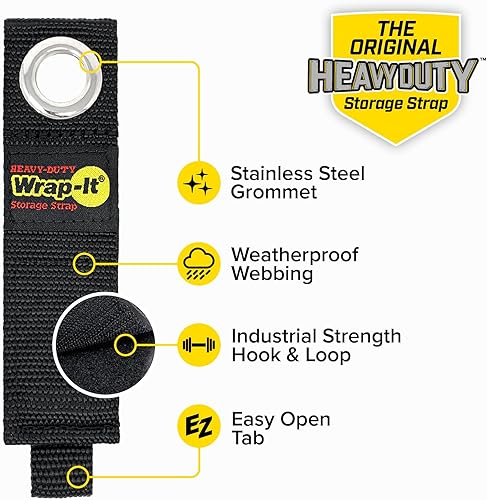 Miniatura 36 de Wrap-It, correas con gancho y bucle para almacenamiento, ideal para organizar cables de extensión, tubos, cuerda, luces; para el hogar, la cochera