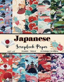 Japanese Scrapbook Paper 8.5" x 11" 20 Double-Sided Sheets for Journaling, Junk Journals, Decoupage, Origami, Paper Crafts, Gift Wrapping and More | Sakura and Cherry Blossom
