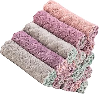 Kitchen Wash Towels Absorbent Cleaning Cloth Double Sided 15 Pack | Polyester Acrylic Fiber, Dual Color Finish, Fast Cleaning, Long Lasting Use, Household Wiping Cloth Set