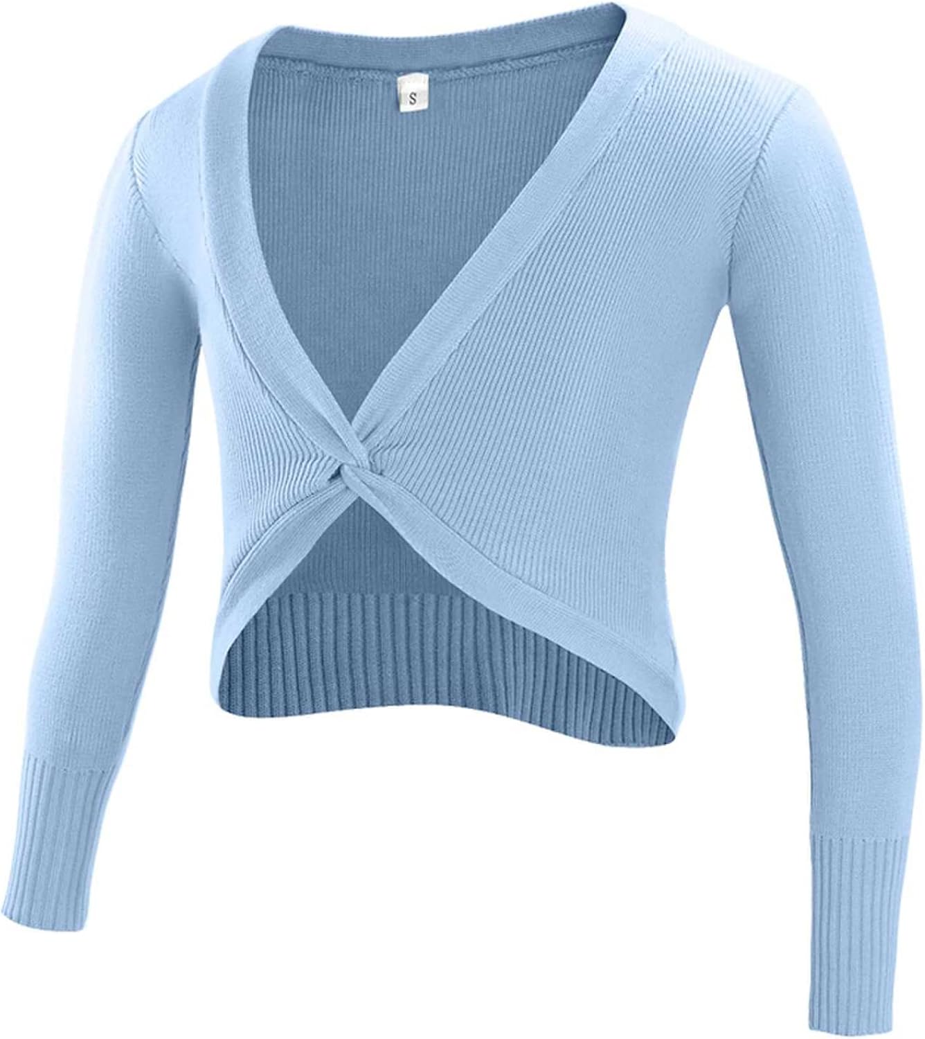 Kids Girls Ballet Wrap Top Long Sleeve Dance Cardigan Sweater Warm Up Pullover Crop Top for Leotard