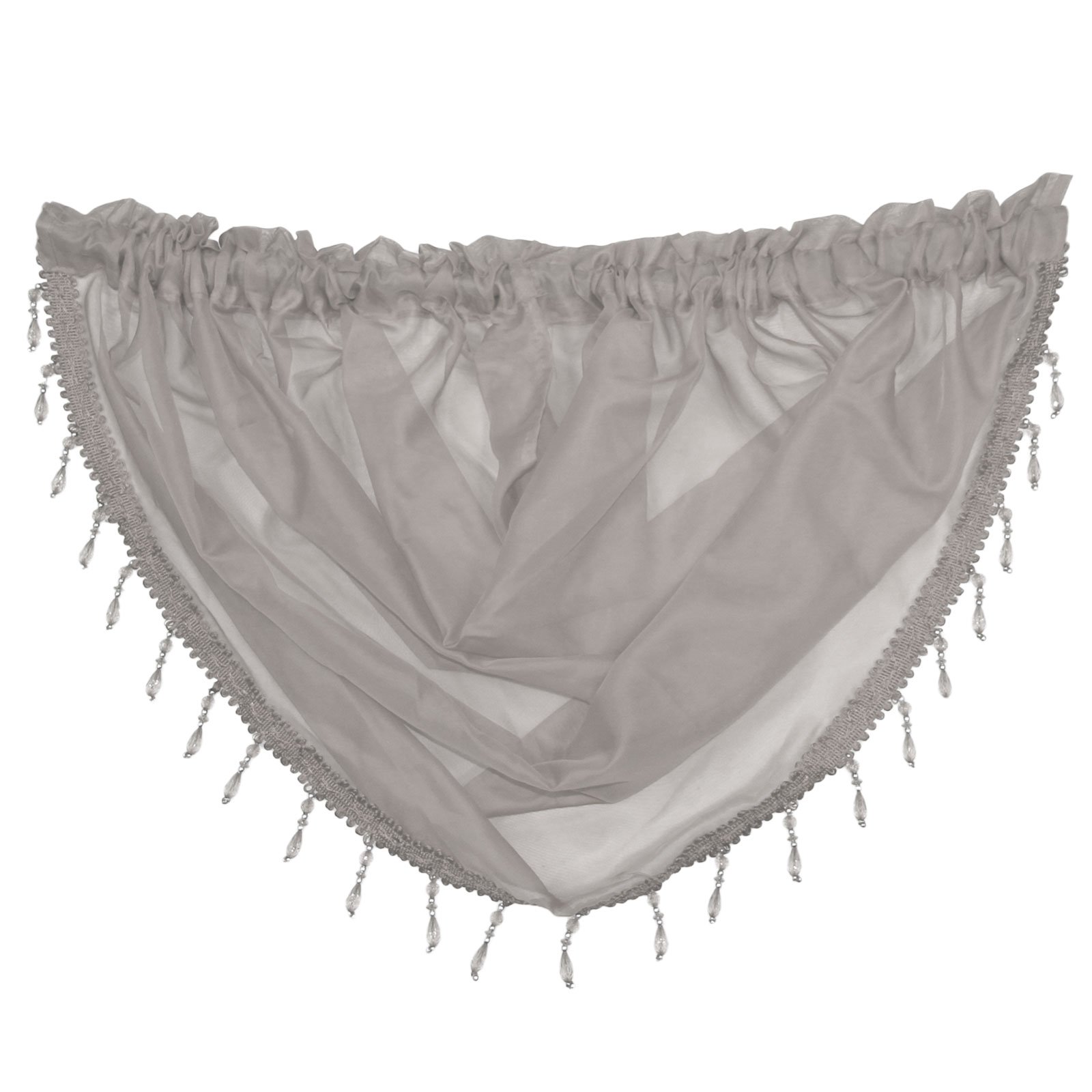 Just Contempo Crystal Beaded Slot Top Voile Swag, Silver/Grey, 22 x 18-Inch
