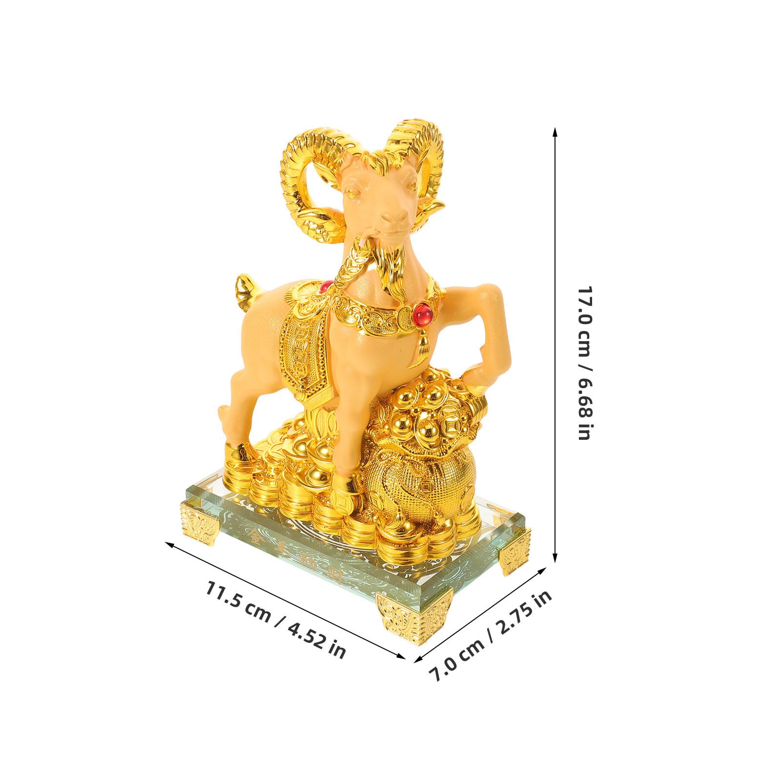 EXCEART Statuetta Zodiaco Capra 2027 Oro, Decorazione Cinese Fortuna