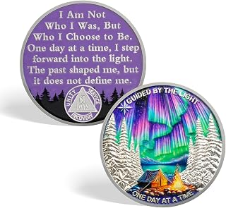 CHURYUML One Day at a Time 60 Day Sobriety Coin - Guided by the Light Sober Chip, 2 Month AA Coins Recovery Medallions Alcoholics Anonymous Token Two Month Inspirational Sobriety Gifts for Women & Men