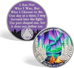 CHURYUML One Day at a Time 60 Day Sobriety Coin - Guided by the Light Sober Chip, 2 Month AA Coins Recovery Medallions Alcoholics Anonymous Token Two Month Inspirational Sobriety Gifts for Women & Men
