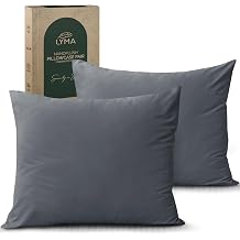 LYMA Bedding Pillowcase 80 x 80 cm, Set of 2, Oeko-Tex Certified, Breathable Double Brushed Nanoplus Fabric Pillow Protector, Premium Super Soft Cushion Covers Dark Grey, 80 x 80 cm