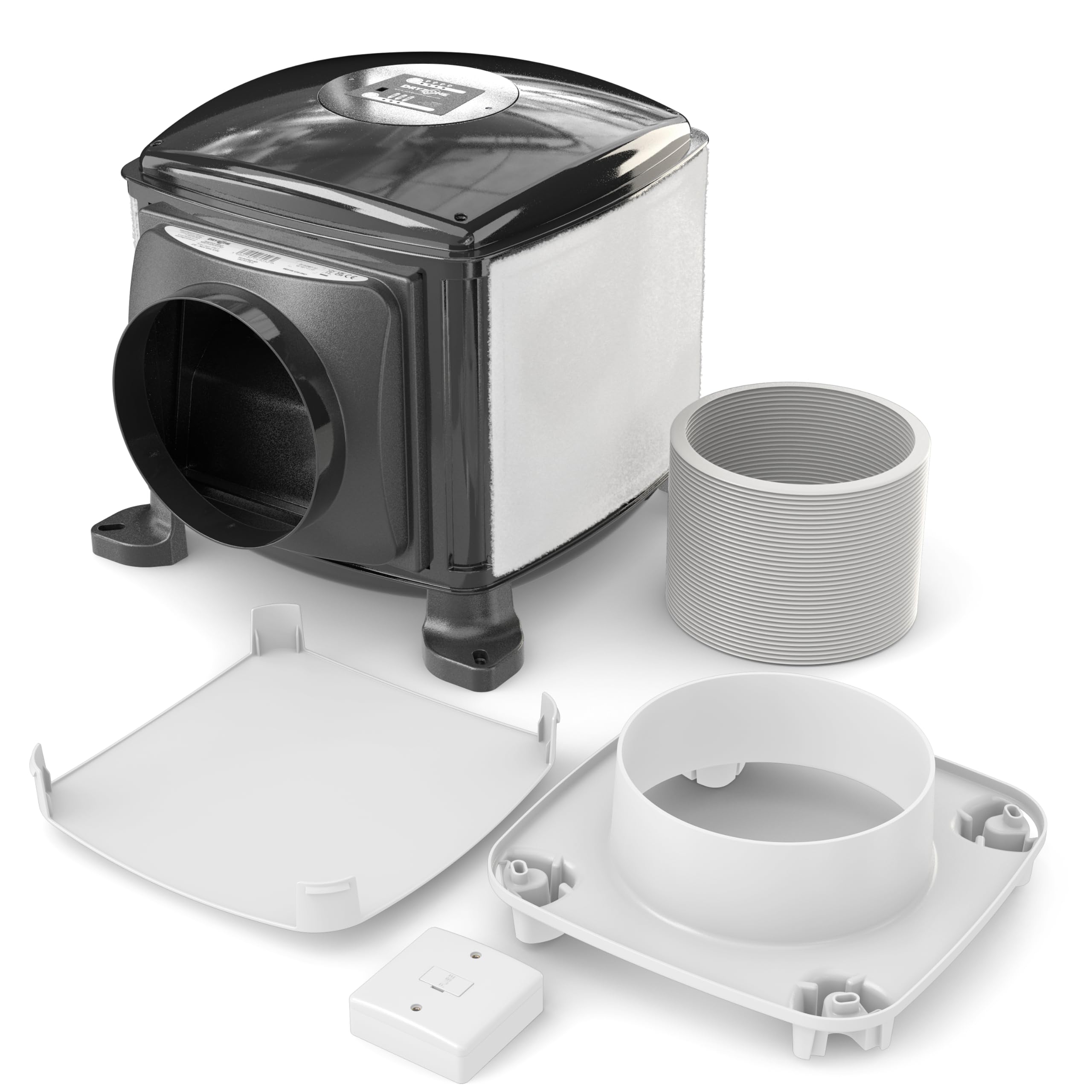 Dryzone - Loft Cube PIV Unit with Heater - Positive Input Ventilation - Black - Size 3