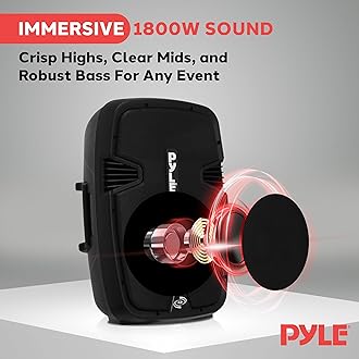 Pyle Wireless Portable PA Speaker System - 1800W High Powered Bluetooth Compatible Active + Passive Pair Outdoor Sound Speakers w/USB SD MP3 AUX - 35mm Mount, 2 Stand, Microphone, Remote PPHP1249KT