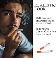 Vista 4 de 2 soportes largos para cigarrillos, 2 cigarrillos falsos y 2 cigarrillos falsos con humo para los años 20, accesorios para mujeres, Audrey Hepburn