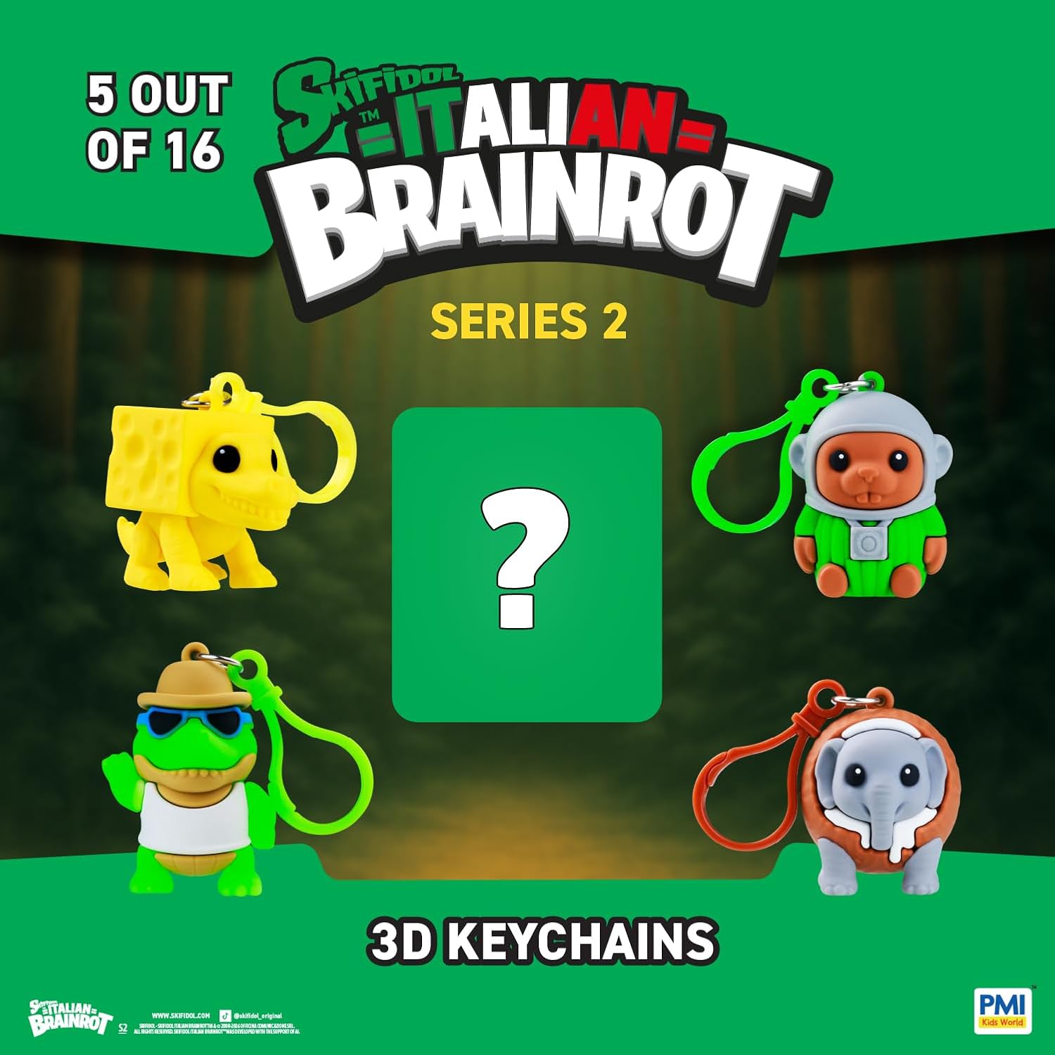 P.M.I. Italian Brainrot 3D Keychains, Pack Mystery Blind Bag, Includes Rare Hidden Figure for Collectors, Kids & Teens Ages 6+ (5 Pack, Assortment C) image 2