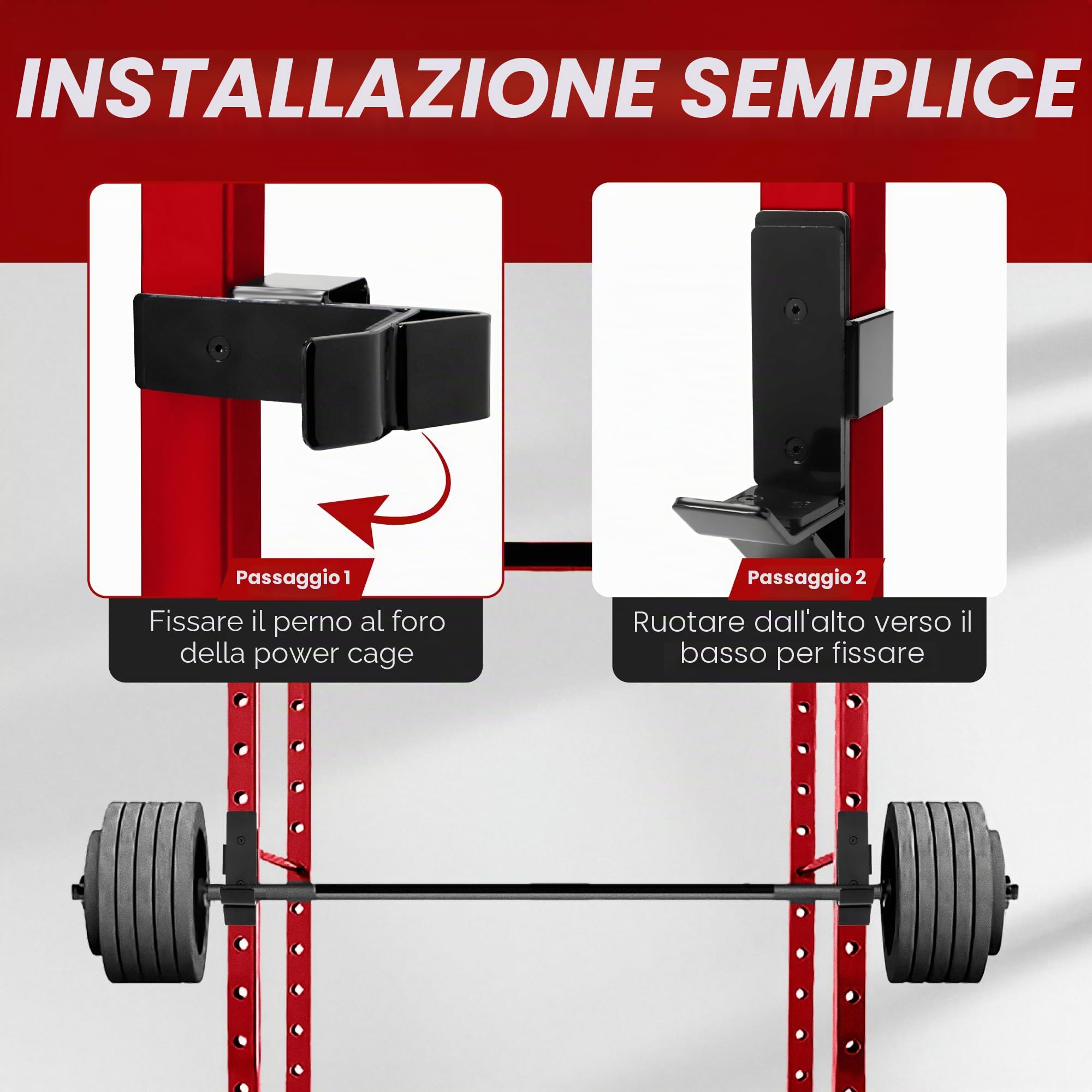 Yes4All Acciaio J Ganci Squat Rack 2x2/3x3 con Pad protettivo UHMW - Power Rack Attacchi Barbell Holder per Palestra di casa