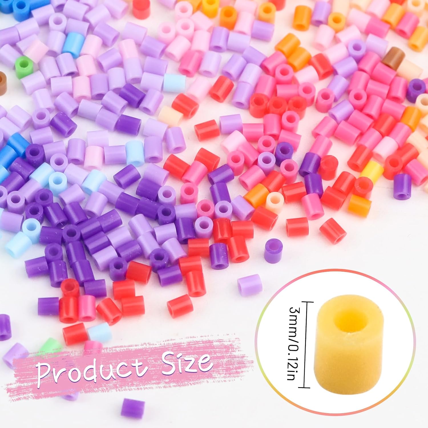 8400 Pcs Fuse Beads Refill, 24 Everyday Core Colors, 350 Pcs Per Color, Bulk Perler Beads Kits with Storage Case, for DIY Crafting, School Projects, Daily Art Supplies, Creative Making
