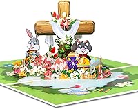 Vista 14 de GREETING ART Easter Pop Up Card, 3D Colorful Lily Cross Rabbit Bouquet Design, 3D Easter Bouquet Greeting Cards, Spring Gift Cards for Kids, Boy
