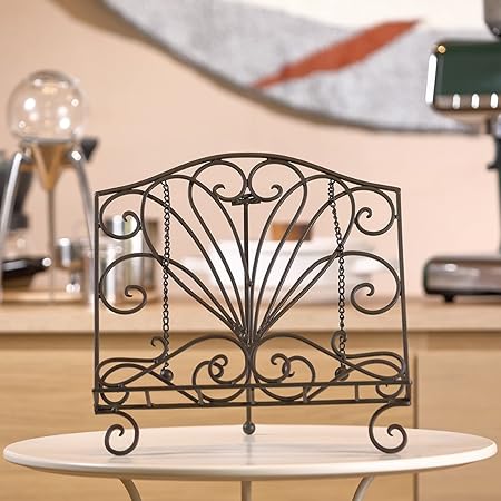 Amazon Co Jp 金属製フラワー料理本ホルダー レシピブックスタンド キッチン用 アンティークスクロールワーク ホーム キッチン