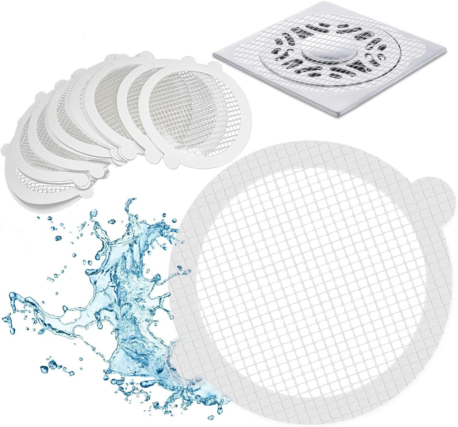 Ruhira Disposable Shower Drain Hair Catcher Mesh Stickers Shower Drain ...