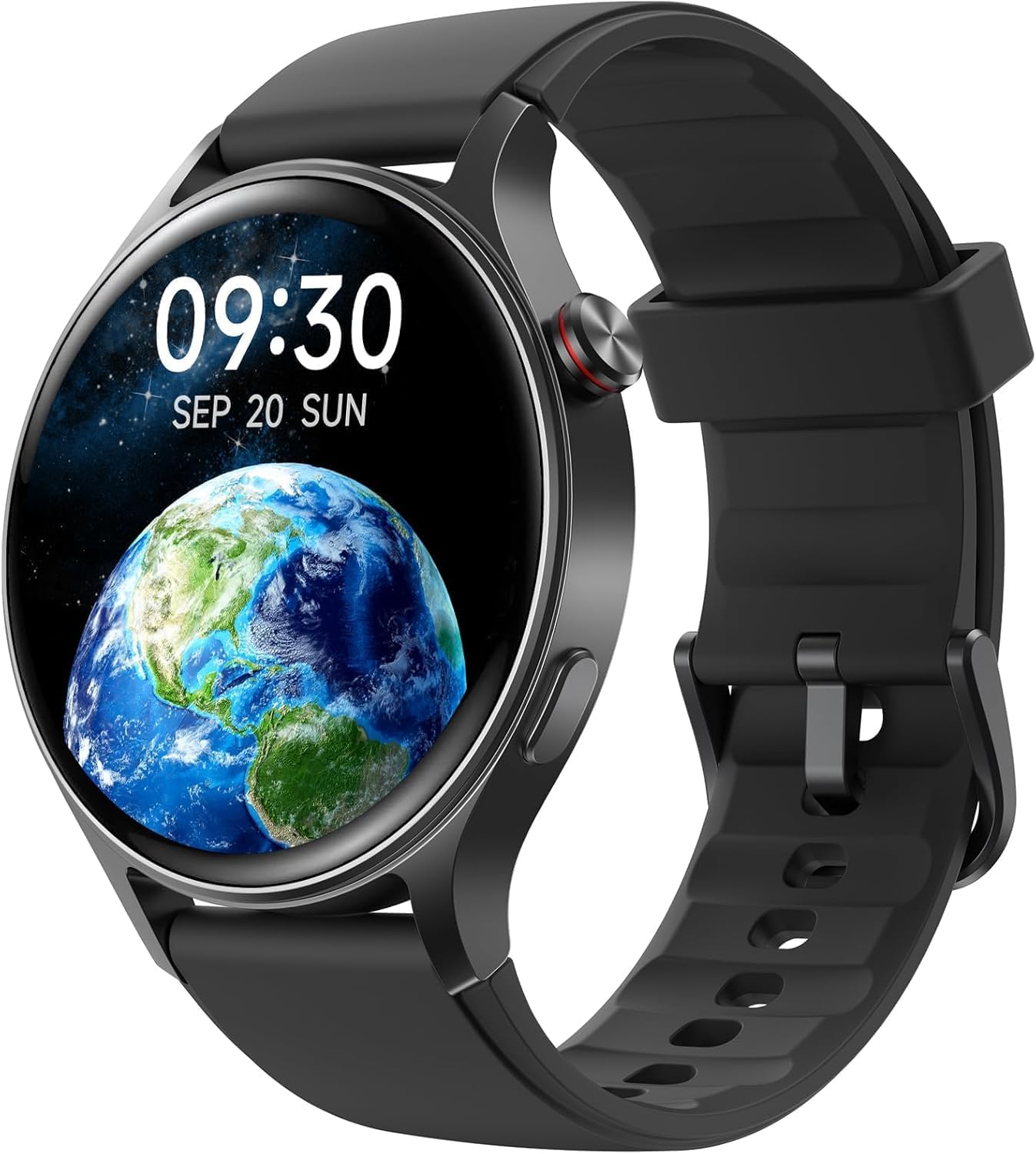 Montre intelligente pour hommes et femmes avec appel Bluetooth – Montre intelligente AMOLED de 1,32 pouces pour Android iOS, montre de sport podomètre avec 110+ sports et bracelet de fitness 3ATM avec moniteur de sommeil/SpO2 – Noir