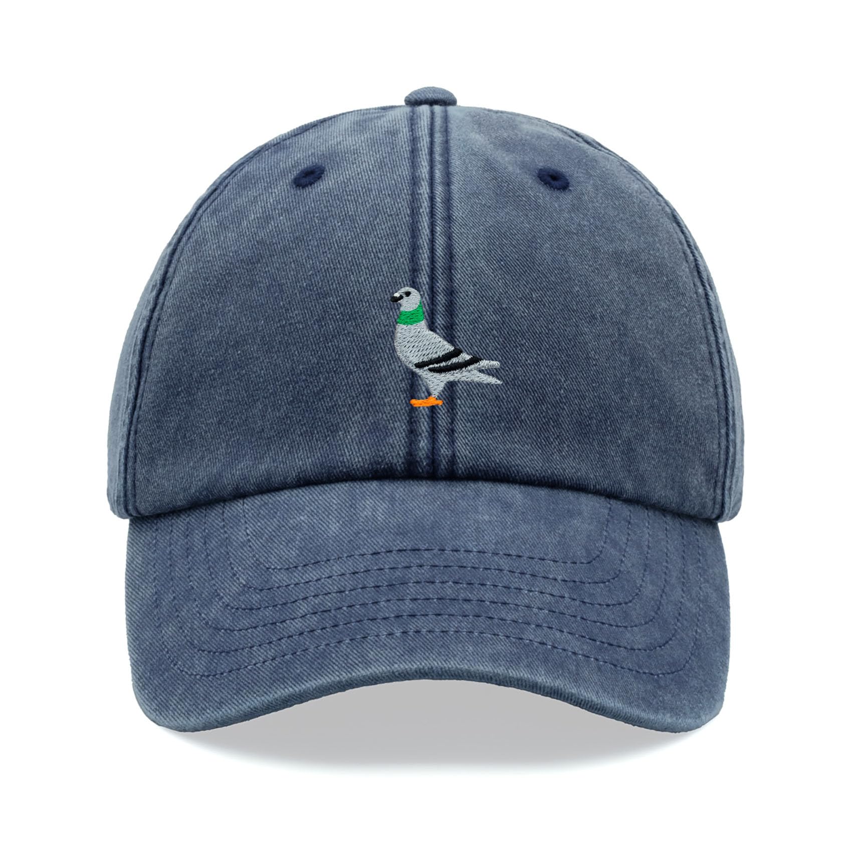 Pigeon Baseball Cap Vintage Washed Unisex Dad Hat Adjustable Blue Denim