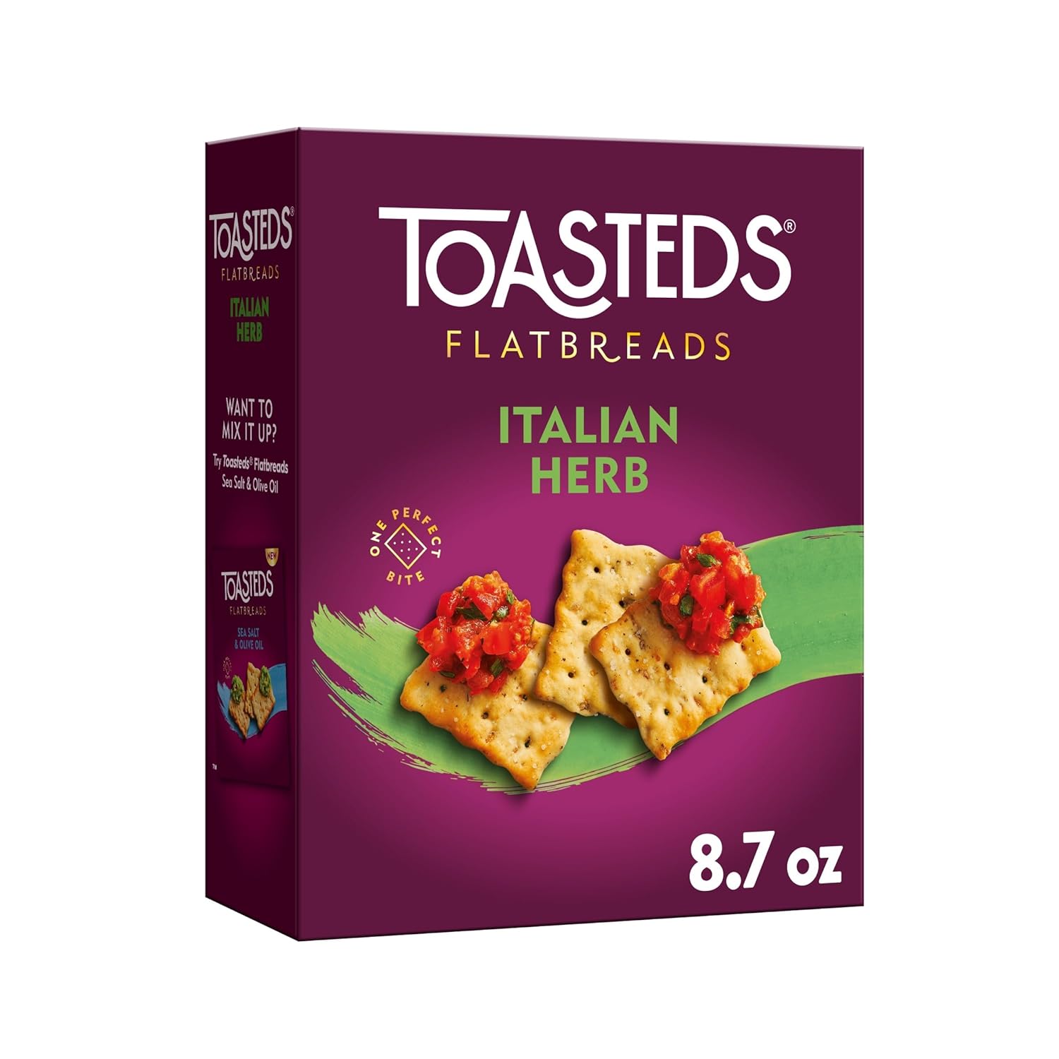 Toasteds Italian Herb Flatbreads Crackers 8.7oz - Crunchy Party Snacks, Charcuterie Essentials & Lunch Bites