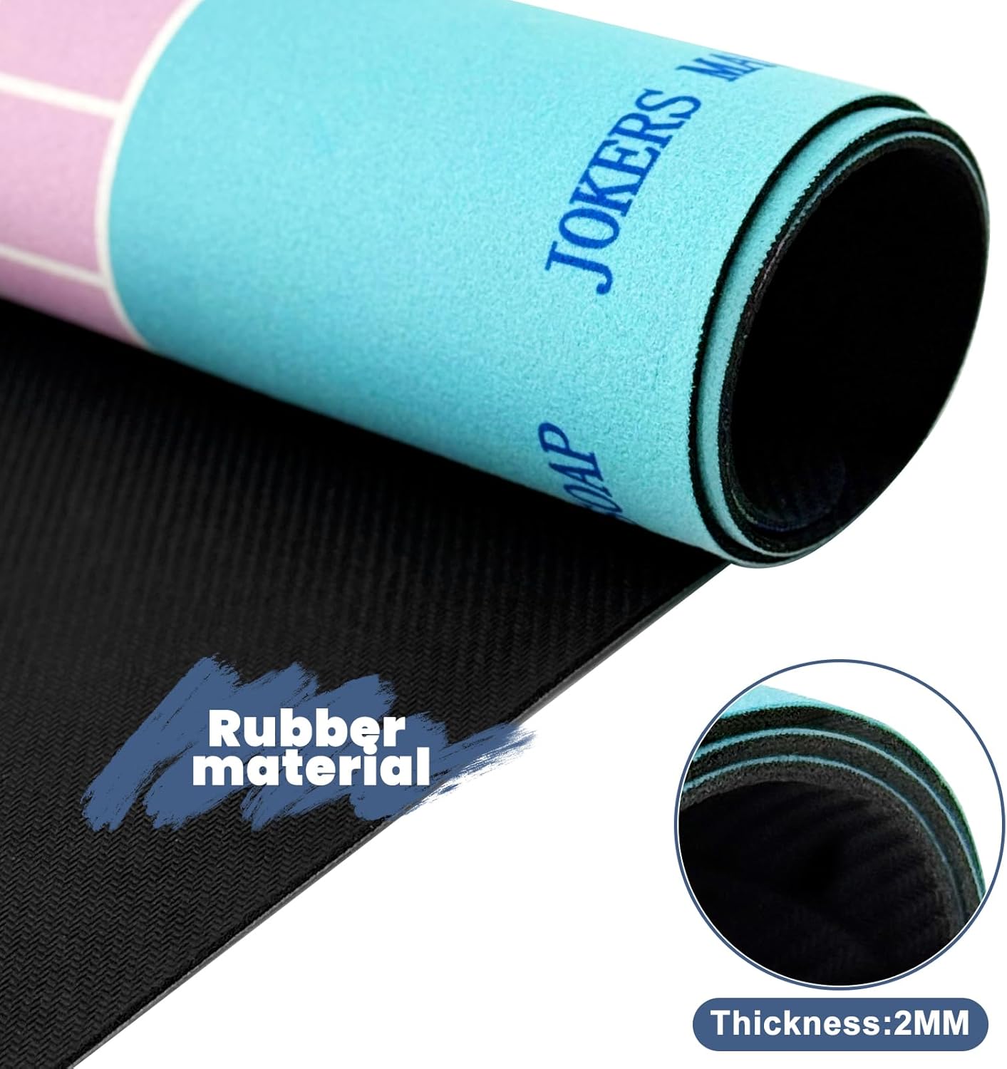 Extra Large Mahjong Table Mat - 31.5"x31.5" Non-Slip Noise Reduction Rubber Gaming Mat for Poker, Board Games, Dominoes & Tile Games, Waterproof & Foldable Blue Game Surface Mat